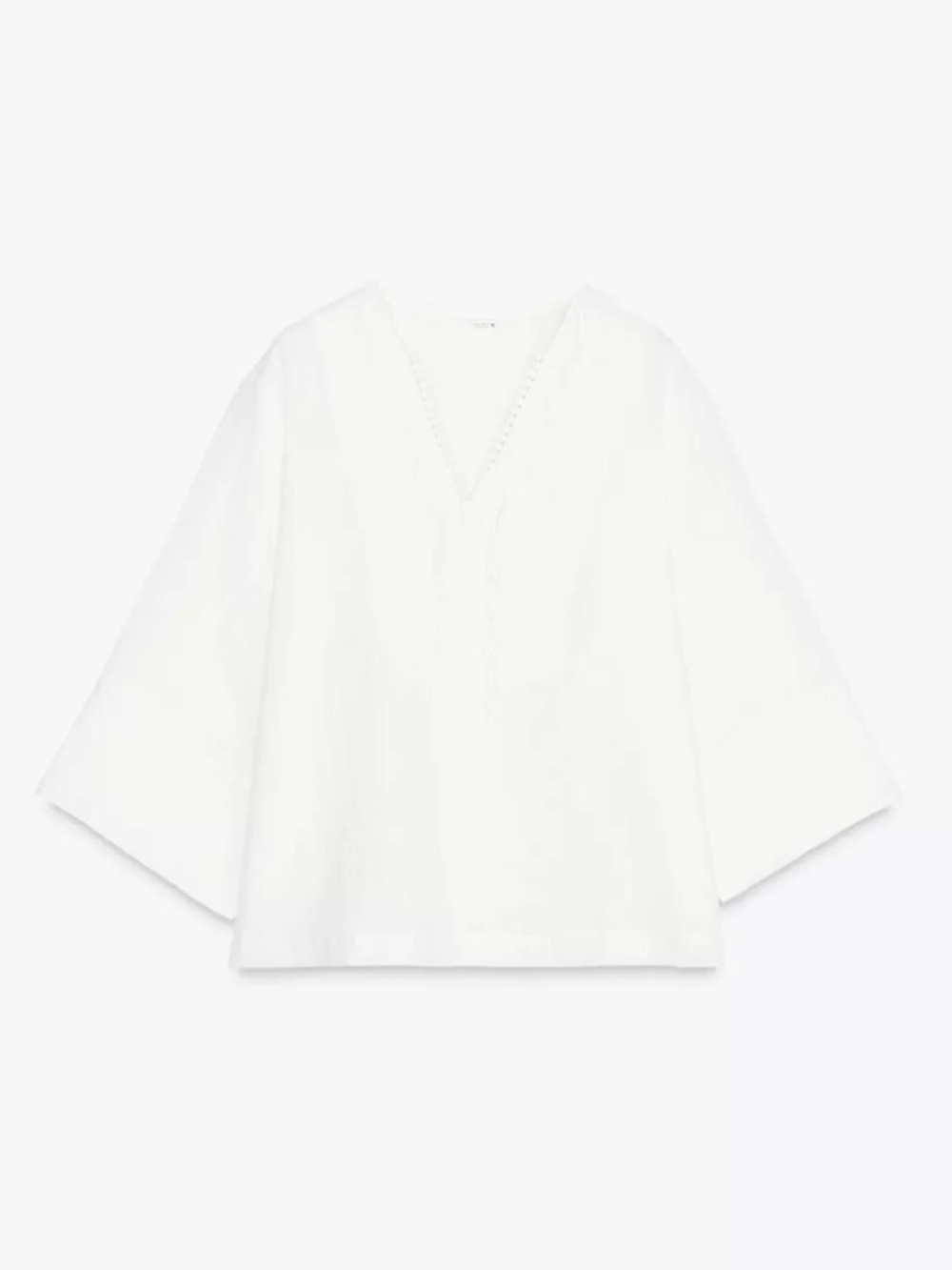 New ZARA Cotton Kimono V-Neck Blouse - Picture 5 of 7
